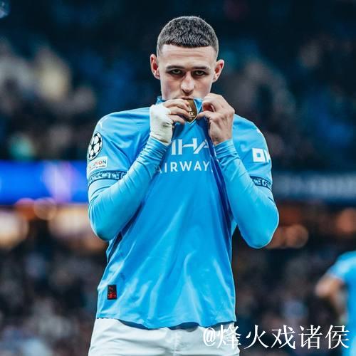 福登完成英超第12次远射破门，并列曼城队史第四